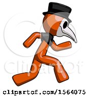 Poster, Art Print Of Orange Plague Doctor Man Running Fast Right