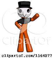 Poster, Art Print Of Orange Plague Doctor Man Waving Left Arm With Hand On Hip