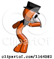 Poster, Art Print Of Orange Plague Doctor Man Sneaking While Reaching For Something