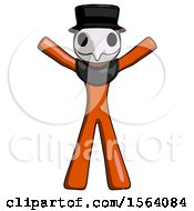 Poster, Art Print Of Orange Plague Doctor Man Surprise Pose Arms And Legs Out