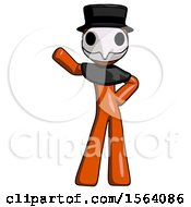Poster, Art Print Of Orange Plague Doctor Man Waving Right Arm With Hand On Hip