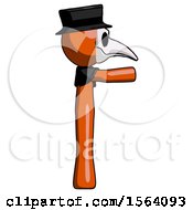 Poster, Art Print Of Orange Plague Doctor Man Pointing Right