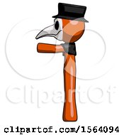Poster, Art Print Of Orange Plague Doctor Man Pointing Left
