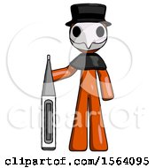 Poster, Art Print Of Orange Plague Doctor Man Standing With Large Thermometer