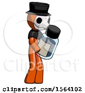 Poster, Art Print Of Orange Plague Doctor Man Holding Glass Medicine Bottle