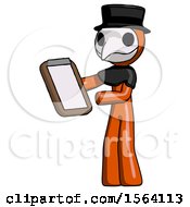 Poster, Art Print Of Orange Plague Doctor Man Reviewing Stuff On Clipboard