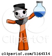 Poster, Art Print Of Orange Plague Doctor Man Holding Large Round Flask Or Beaker