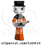 Poster, Art Print Of Orange Plague Doctor Man Serving Or Presenting Noodles