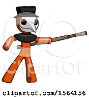 Poster, Art Print Of Orange Plague Doctor Man Bo Staff Pointing Right Kung Fu Pose