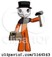 Poster, Art Print Of Orange Plague Doctor Man Holding Tools And Toolchest Ready To Work