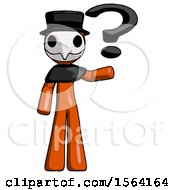 Poster, Art Print Of Orange Plague Doctor Man Holding Question Mark To Right