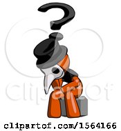 Poster, Art Print Of Orange Plague Doctor Man Thinker Question Mark Concept