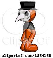 Orange Plague Doctor Man Kneeling Angle View Left by Leo Blanchette