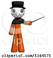 Poster, Art Print Of Orange Plague Doctor Man Teacher Or Conductor With Stick Or Baton Directing