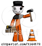 Orange Plague Doctor Man Under Construction Concept Traffic Cone And Tools by Leo Blanchette