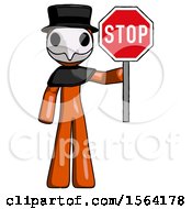 Poster, Art Print Of Orange Plague Doctor Man Holding Stop Sign