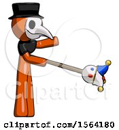Poster, Art Print Of Orange Plague Doctor Man Holding Jesterstaff - I Dub Thee Foolish Concept