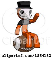 Poster, Art Print Of Orange Plague Doctor Man Sitting On Giant Football