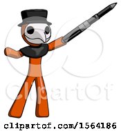 Poster, Art Print Of Orange Plague Doctor Man Demonstrating That Indeed The Pen Is Mightier