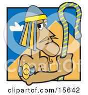 Egyptian Pharaoh Holding A Staff And Standing Near A Pyramid Clipart Illustration by Andy Nortnik