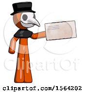 Poster, Art Print Of Orange Plague Doctor Man Holding Large Envelope