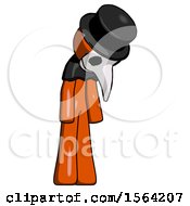 Poster, Art Print Of Orange Plague Doctor Man Depressed With Head Down Turned Right