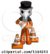 Poster, Art Print Of Orange Plague Doctor Man Holding A Traffic Cone