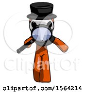 Poster, Art Print Of Orange Plague Doctor Man Looking Down Through Magnifying Glass