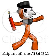 Poster, Art Print Of Orange Plague Doctor Man Throwing Dynamite