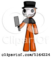 Orange Plague Doctor Man Holding Meat Cleaver