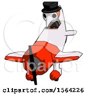 Poster, Art Print Of Orange Plague Doctor Man In Geebee Stunt Plane Descending Front Angle View