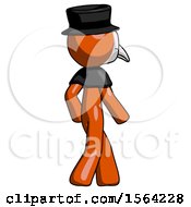 Poster, Art Print Of Orange Plague Doctor Man Walking Away Direction Right View