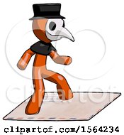 Poster, Art Print Of Orange Plague Doctor Man On Postage Envelope Surfing