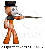 Poster, Art Print Of Orange Plague Doctor Man Pointing With Hiking Stick