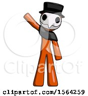 Poster, Art Print Of Orange Plague Doctor Man Waving Emphatically With Right Arm