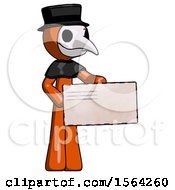 Poster, Art Print Of Orange Plague Doctor Man Presenting Large Envelope