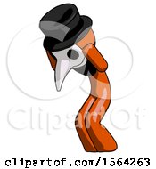 Poster, Art Print Of Orange Plague Doctor Man With Headache Or Covering Ears Turned To His Left