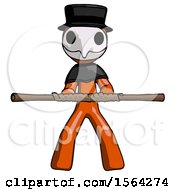 Poster, Art Print Of Orange Plague Doctor Man Bo Staff Kung Fu Defense Pose