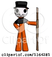 Poster, Art Print Of Orange Plague Doctor Man Holding Staff Or Bo Staff