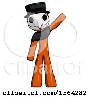 Orange Plague Doctor Man Waving Emphatically With Left Arm