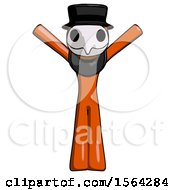 Poster, Art Print Of Orange Plague Doctor Man With Arms Out Joyfully