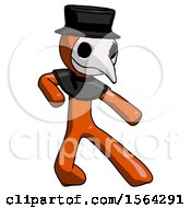 Poster, Art Print Of Orange Plague Doctor Man Karate Defense Pose Right