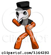Orange Plague Doctor Man Martial Arts Defense Pose Left