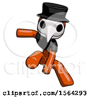 Poster, Art Print Of Orange Plague Doctor Man Action Hero Jump Pose