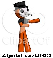 Orange Plague Doctor Man Presenting Something To His Left