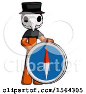 Poster, Art Print Of Orange Plague Doctor Man Standing Beside Large Compass
