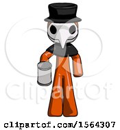 Poster, Art Print Of Orange Plague Doctor Man Begger Holding Can Begging Or Asking For Charity