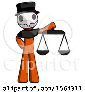 Poster, Art Print Of Orange Plague Doctor Man Holding Scales Of Justice