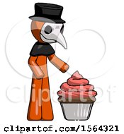 Poster, Art Print Of Orange Plague Doctor Man With Giant Cupcake Dessert