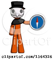Poster, Art Print Of Orange Plague Doctor Man Holding A Large Compass